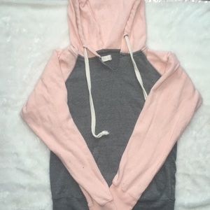 Pink and grey fleece hoodie